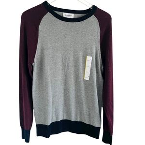 Goodfellow & Co Gray and Burgundy Crew Neck Sweater